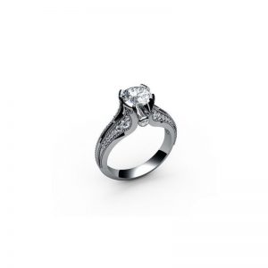 Exkluzívny zásnubný prsteň s diamantom 1.00 ct, malé diamanty,