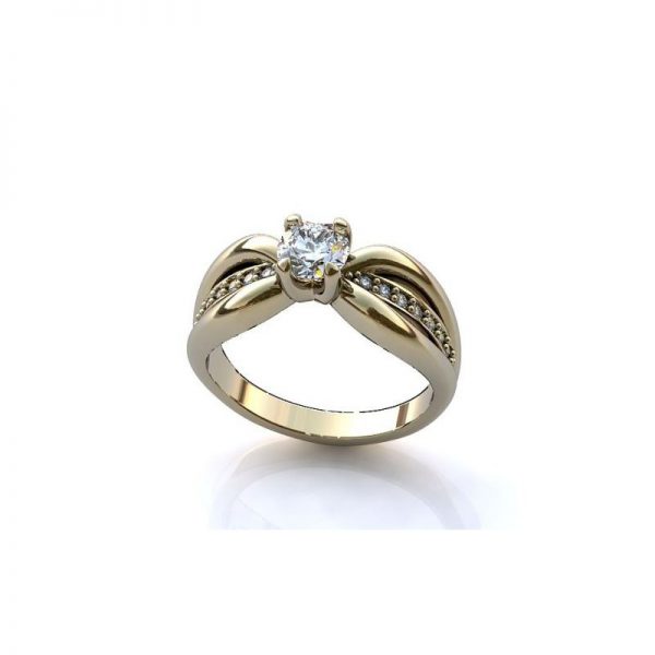Exkluzívny zásnubný prsteň s diamantom 0.50 ct, malé diamanty