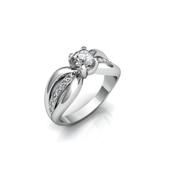 Exkluzívny zásnubný prsteň s diamantom 0.50 ct, malé diamanty,