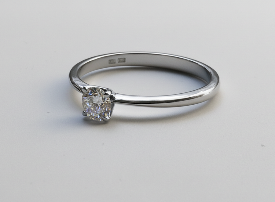 Prsteň s diamantom 0.30 ct model sol 1535, biele zlato 14 K - 3