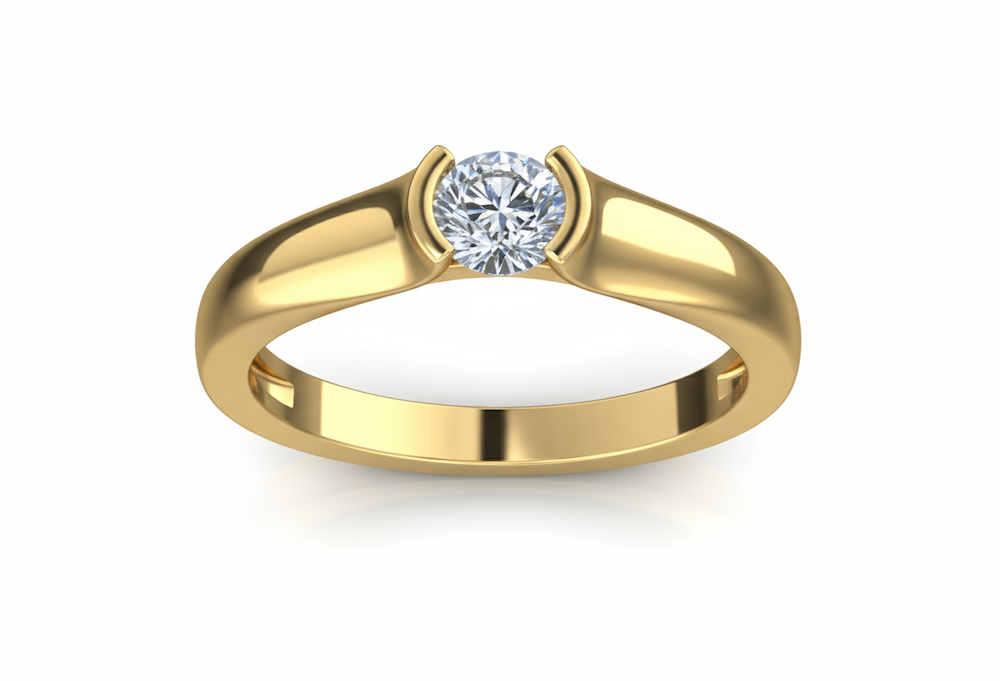 Prsteň s diamantom sol 1266, diamant 0.30 ct, žlté zlato 14 K - 4