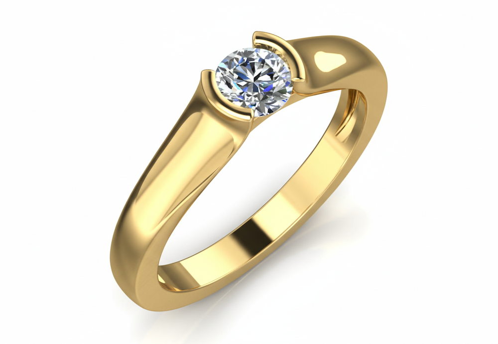 Prsteň s diamantom sol 1266, diamant 0.30 ct, žlté zlato 14 K - 5