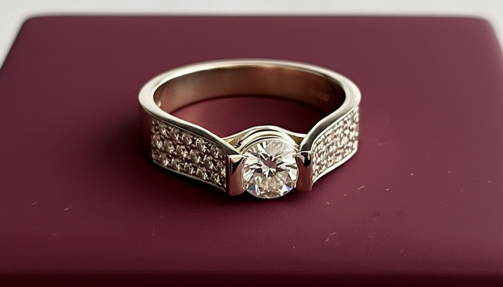 Prsteň s diamantmi 0.70 + 0.38 ct, žlté zlato 14 K - 1