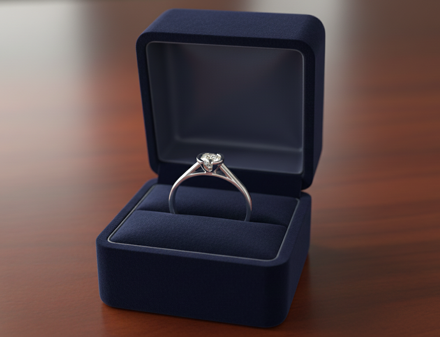 Prsteň s diamantom 0.30 ct, model sol 1003, biele zlato 14 K - 2