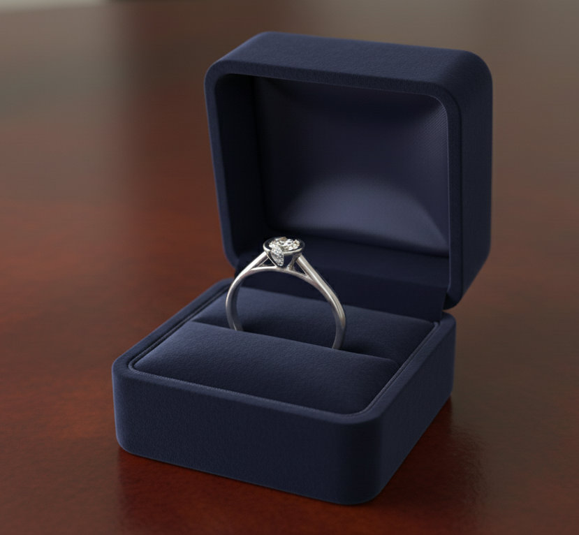 Prsteň s diamantom 0.30 ct, model sol 1003, biele zlato 14 K - 3