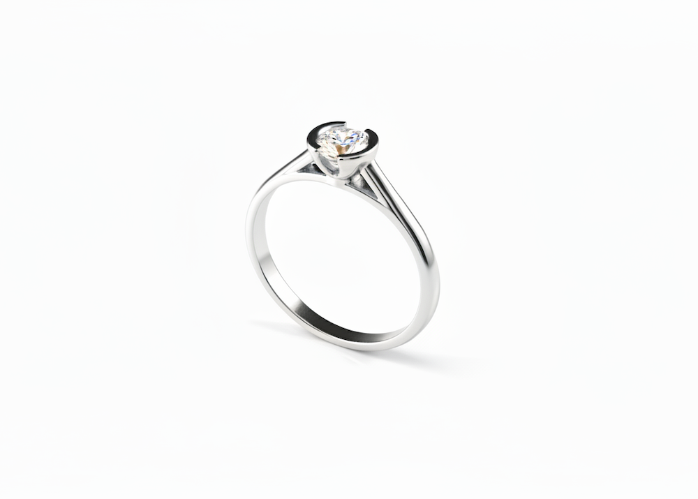 Prsteň s diamantom 0.30 ct, model sol 1003, biele zlato 14 K - 5
