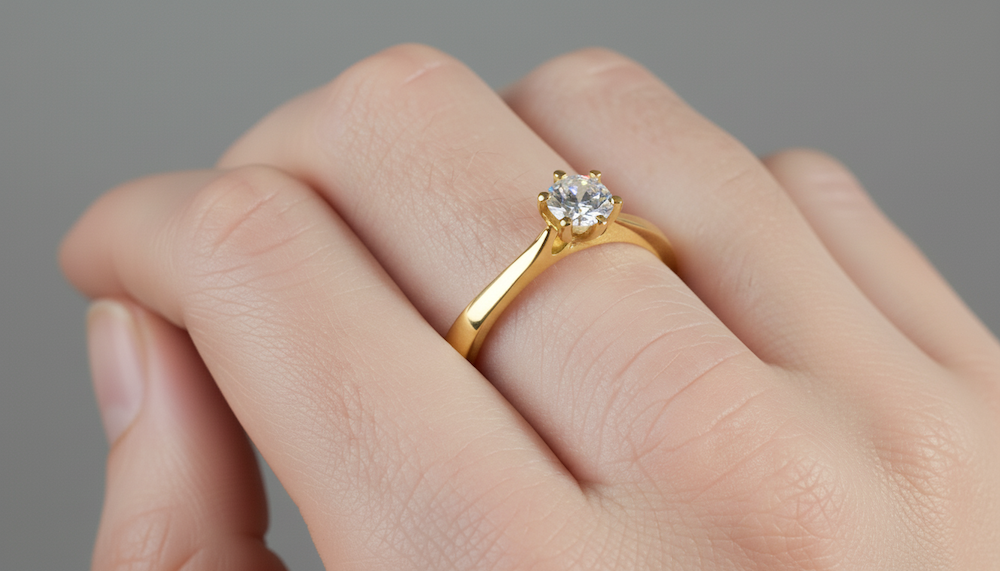 Prsteň s diamantom 0.30 ct, model sol 1221, žlté zlato 14 K - 2