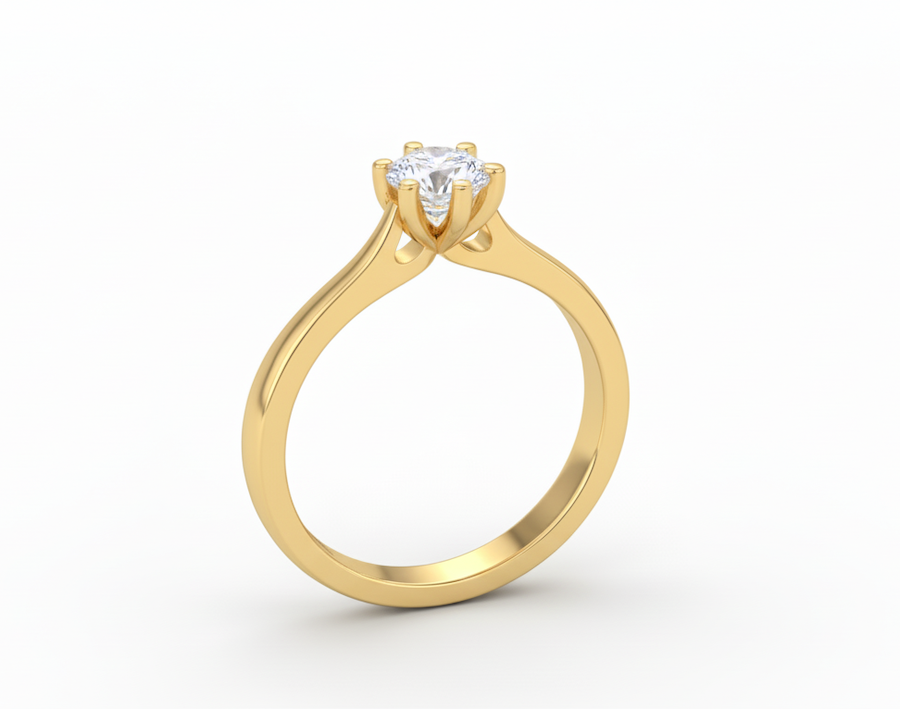 Prsteň s diamantom 0.30 ct, model sol 1221, žlté zlato 14 K - 6