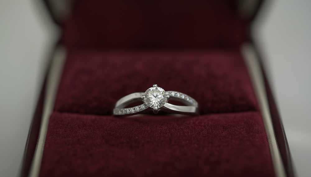 Prsteň s diamantom 0.40 ct + 0.15 ct, model sol 8079, biele zlato 14 K - 2